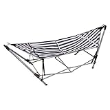 ハンモックセット【折りたたみ式】 ブルー スチールフレーム 収納袋付き LHM-4078BL 〔アウトドア用品 キャンプ用品〕