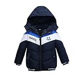 POTOJP 子ども用 中綿コート ダウンジャケット ジッパー ダウンコットンコート キッズ 上着 フード付け アウター 男の子 冬 MIX 防寒綿服 コットンジャケット 日常着 (ネイビー, 110