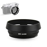 JJC LH-X100 レンズフードサンシェード 49mmフィルターアダプターリング付き 富士フイルム X100VI X100V X100F X100T X100S X100デジタルカメラ用 金属素材 ブラック