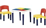 「テーブル＆チェアセット(ブロック100pcs付き)」【IT】(#9881501-95413)サイズ：幅43×奥行43×高さ41cm