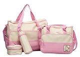 5pcs Baby Changing Bag in Pink/Cream by Toymart