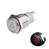 Ulincos U16F10 押しボタンスイッチ モーメンタリ型 防水 サンキューハザード ON/OFF シルバー 12V レッド 赤 LED 16mm カプラー付き …