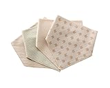 Ainial　ベビー　スタイ　ビブ　オーガニックコットン　柔らかい　肌に優しい　よだれかけ　三角　スナップ　可愛い　ナチュラル色合い　赤ちゃん　新生児　男の子　女の子　男女兼用　4枚セット