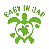 imoninn BABY in car ステッカー　【シンプル版】　No.07　ホヌさん　（黄緑色）