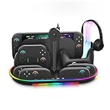 冷却ファン付きスイッチ2用充電ステーション DOBEWINGDELOU JoyCons用コントローラー充電器 RGBライト付きプロドックスタンド USBポート2つ ゲームカードスロット7つ LEDインジケーター
