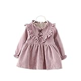 FEVON　ワンピース　子供服　ベビー服　女の子　長袖　春　秋　可愛いフリル　スタンドカラー　チュニック　おしゃれ　Vデザイン　ガールズワンピース　キッズドレス　プリンセス　七五三　入園　リボン