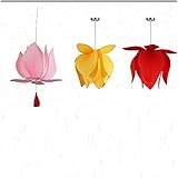 中国布ロータスリーフシャンデリアダイニングルームレストランランプClassical Imitation布レッドランタンLotus zs119 M S D40cm イエロー WINZSC