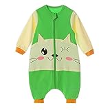 beauty factory 赤ちゃん ベビー 子供 用 ロンパース カバーオール 猫柄 ねこ 選べる カラー サイズ (L, グリーン)