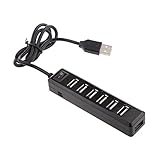 ノーブランド品 高速アダプタ　7ポート　USB 2.0 ハブ　ON/OFFスイッチ付き　　黒/白2色選べる - 黒