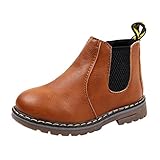 Tonsee 子供 ブーツ 男の子 女の子 マーティンブーツ 防寒対策 暖かい PUレザー キッズブーツ アウトドア 滑り止め 19CM-22CM (22CM, ブラウン)