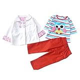 TOOGOO ( R )新しい元Carters Baby Girl CartoonフクロウストライプClothingセットKidコート+ Tシャツ+パンツ3点スーツ子供服80 cm