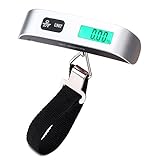 Bagerly 旅行はかり 携帯はかり 風袋引き/温度計機能 10g～50kgまで KG/℃/°F切替 吊り下げ式 1年間品質保証 銀灰