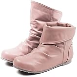 レインブーツ レディース ショート 防水 2way 雑誌ママガール掲載 ミドル 長靴 春ブーツ ローヒール 3E M(23.0-23.5) PINK/スムース