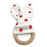 Kissteether DIYのおもちゃ、オーガニックベビー歯ブラシ赤ちゃんの歯のリング/リングのファブリックと木製の歯やしわバニーイヤリング内部材料/感覚おもちゃ (color 4)