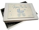 White Cotton Cards New Son Tiny Photo Album (Blue Pram) by WHITE COTTON CARDS