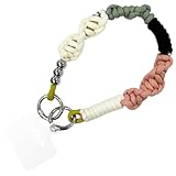 [macaroni edge] マカロニエッジ ソロモン編み ショート スマホストラップ マルチカラー6 ロープ スマートフォンストラップ ハンドストラップ フォンストラップ タグ付き 韓国雑貨 (アイボリー×ピンク)