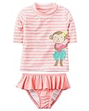Carter 's女の子半袖ラッシュガード水着セット(赤ちゃん/幼児/子供 カラー: ピンク