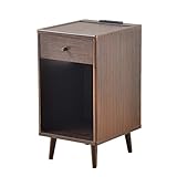 ダークブラウン／ナイトテーブル サイドラック ラック キャビネット チェスト サイドテーブル 収納 引き出し コンセント付き シンプル モダン コンパクト おしゃれ 木製 ブラウン
