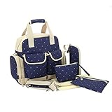 Damero Large Dots Backpack Diaper Bag 3 Carrying Options - New Version (Dark Blue) by Damero