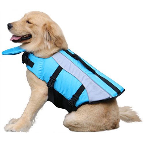 Jeerui ペット用 ライフジャケット フローティングベスト 救命胴衣 水遊びに 小型から大型犬まで (S, ブルー)