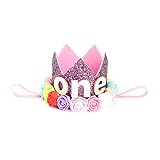 toymytoyベビープリンセスティアラクラウンSparkle最初誕生日帽子ゴールデンローズフラワークラウンヘッドバンドベビーガールズ C 16N591741XB