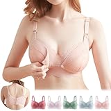 [Allanve] 授乳ブラ マタニティブラ 【崩れ・垂れ解消】【極上の柔らかさ・授乳ラクラク・4段ホックで完璧フィット】 ノンワイヤー ブラジャー ウィンドオープン 前開き しっかりホールド ナイトブラ 垂れ防止 柔らかい 大きいサイズ 通気性 着脱簡単 無地 100％綿 授乳用 産前産後 (JP, アルファベット, XL, ピンク)