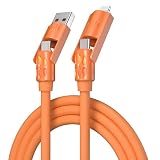 4in1充電ケーブル1.5M【60W超高速充電・480Mbpsデータ転送】USBTypeCケーブルCtoC/Type-CtoL/USB-AtoType-C PD5A急速充電液体シリコーンけーぶる30,000回曲げテスト済み柔軟不易結び発光LED ほのかな香り付きMacbook/iPhone/iPad/Samsung Galaxy/Pixel/Switch各種対応 (オレンジ)