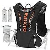 INOXTO ハイドレーションベスト バックパック 軽量 断熱パック 1.5L ウォーターブラダーバッグ デイパック ハイキング トレイル ランニング サイクリング レース マラソン レディース メンズ キッズ (ブラックオレンジ)