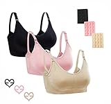 Perkisboby 授乳用ブラジャー, マタニティブラジャー 妊婦 産後 矯正下着 授乳対応 スポーツブラジャーとしても使用可能 産前産後兼用ハーフトップ 3枚セット
