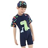 「楽々セレクトショップ」2018新品　ベビー水着　男の子　短袖　キャップ付き　セパレート　 男児 日焼け防止 超可愛い　伸縮性　85～135cm　お誕生日プレゼント 出産お祝い 幼稚園用　 (XL(1
