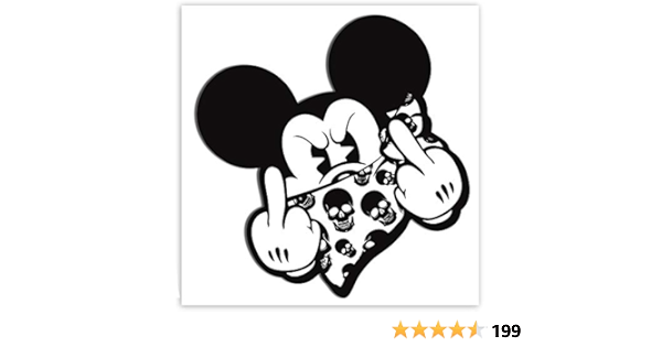 Amazon Co Jp 2 X Pvc Laminated Stickers Mickey Mouse Middle Fingers Skull Auto Moto Tuning B 271 2 Pvcのラミネートステッカーミッキーマウスの中指の頭蓋骨自動モトチューニングb 271 車 バイク