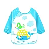 URAQT ユニセックスベビーEVA長袖防水ビブオーバーオールチャイルド絵画服お食事用スモックエプロン