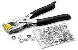 Snap Fastener Tool With 108 Piece For 27 Complete Male/Female Snaps - Non-Corroding Nickel Finish - 