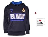 Real Madridフード付き7ジャケットフリースネイビーユースBoys公式ライセンスNew Season &ステッカー