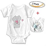 Zetena スマホ 触るネコ ロンパース ベビ一服 赤ちゃん服 幼児 子供服 新生児 丸首 よだれかけ スタイ お食事エプロン よだれカバー White 18M