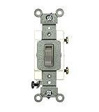 Leviton 54501-2GY 15 Amp, 120/277 Volt, Toggle Framed Single-Pole AC Quiet Switch, Commercial Grade,