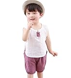 YY-Natuhi ベビー服 子供服 男の子 女の子 上下2点セット トップス ズボン トレーナー キッズ服 春夏 幼児 0~3歳 ルームウェア セットアップ ボーイズ かわいい リネンシャツ 通気性