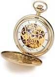 Charles-Hubert Paris 3904-G Polished Finish Gold-Plated Stainless Steel Double Cover Mechanical Pocket Watch