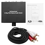 Dovhmoh 4ウェイ、双方向ステレオオーディオスイッチ、1入り4出てまたは4入り1出て L/Rジャックサウンドチャンネル、オーディオスイッチャーセレクター
