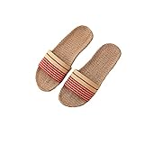 [Confis] スリッパ リネン 亜麻 室内 ルームシューズ 通気性 前開 軽量 滑り止め 厚底 涼感 メンズ レディース（LL・グレー）