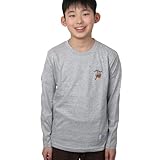 [CAMPFREE] ロンT なまけもの ナマケモノ 子供服 ジュニア キッズ 刺繍 5.6oz tシャツ (綿100%) 長袖Tシャツ ロンティ 男の子 女の子 C.杢グレー サイズ JL（140～150）