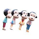Fityle 可愛い　　萌え　猿　モンキー　マイクロランド　スケープ　家飾り　子供ギフト　ミニ　樹脂　盆栽　DIY　フローポット　ガーデンデコレーション　4点入り　