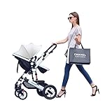 【高品質】サスペンション付きリクライニング出来る　本格派セレブなデザインのベビーカー(ホワイト)