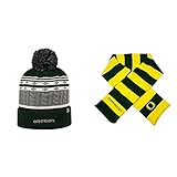 NCAA Oregon Ducks Striped Rugbyスカーフと高度ビーニー帽子2パックバンドル