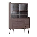 食器棚 引き戸 キャビネット カップボード 完成品 aster 900HGガラスチェスト ダークブラウン