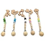 Kissteether 5pcs 赤ちゃんの歯が生えるのおもちゃ木製おしゃぶり動物おしゃぶりクリップエコクリップチュアブル幼児ホルダー赤ちゃんのおしゃぶりおもちゃ (color 1)