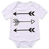ベビー男の子女の子半袖矢印印刷ボディスーツFunnyロンパース カラー: ホワイト