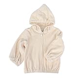 有機コットン幼児用キッズジップアップベロアパーカーセーター、すべての自然dye-free、ブラウン カラー: ベージュ