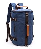 ザック ３way バッグ【リュックサック 斜め掛け　手提げ】旅行バッグ　軽量　丈夫　帆布　アウトドア　出張　男女兼用　カジュアルスタイル (ブルー)