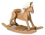 FireSkape Small Deluxe Amish Crafted Solid Oak Natural Finished Rocking Horse with White Mane [並行輸入品